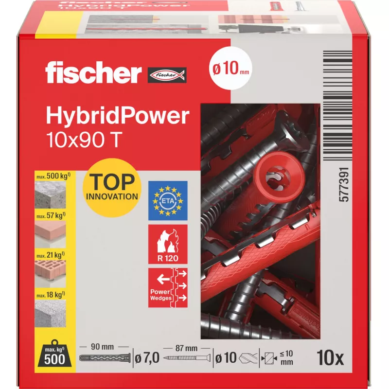 Parafuso Fischer HybridPower 10x90 T