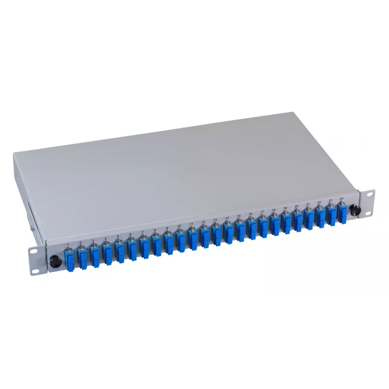 EFB Elektronik Painel de Patch de Fibra Ótica - Montagem em Rack - SC SM X 48 - Cinzento, RAL 7035 - 1U - 19 polegadas