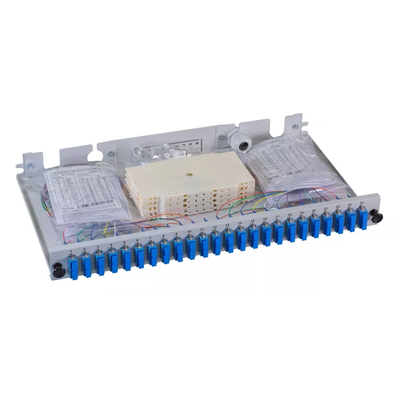 EFB Elektronik Painel de Patch de Fibra Ótica - Montagem em Rack - SC SM X 48 - Cinzento, RAL 7035 - 1U - 19 polegadas