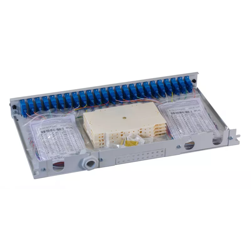 EFB Elektronik Painel de Patch de Fibra Ótica - Montagem em Rack - SC SM X 48 - Cinzento, RAL 7035 - 1U - 19 polegadas