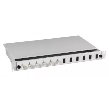 EFB-Elektronik Caixa de fusão LC OS2 48 pigtails / 24 acopladores 1U 19 polegadas gaveta