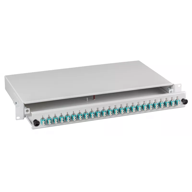 EFB-Elektronik Caixa de fusão preta LC 9/125µm OS2 pull-out 24 pigtails / 12 acopladores