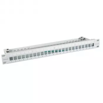 EFB Elektronik Painel de patch vazio 19 polegadas 24 portas 1U para módulos Keystone, RAL7035 (Cinzento claro)