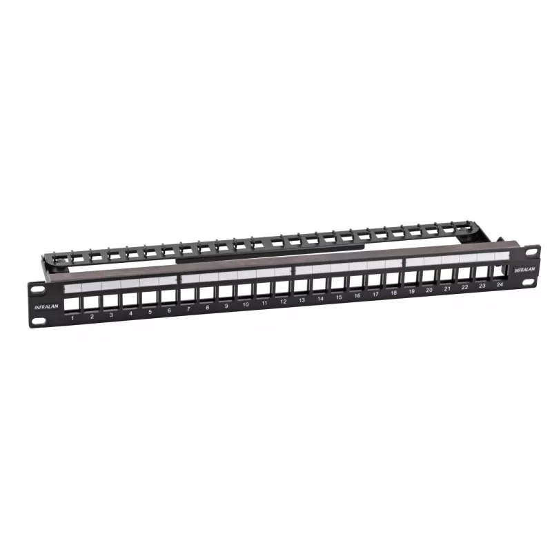 EFB Elektronik Painel de patch vazio 19 polegadas 24 portas 1U para módulos Keystone, RAL7035 (Cinzento claro)