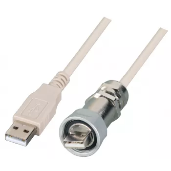 EFB IP67 Prensa-cabos USB 2.0 M20, ficha macho USB Type-A para ficha macho USB Type-A, 1,0 m, prateado/preto