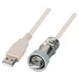 EFB IP67 Prensa-cabos USB 2.0 M20, ficha macho USB Type-A para ficha macho USB Type-A, 1,0 m, prateado/preto