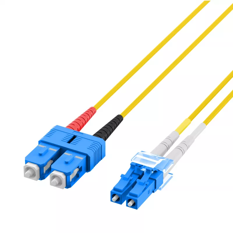 EFB Elektronik IPL-DF-LCUSCU-2-0050 Cabo de fibra ótica OS2 duplex LC/UPC para SC/UPC 0,5 m amarelo LSZH