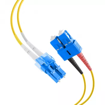 EFB Elektronik IPL-DF-LCUSCU-2-0200 Cabo de fibra ótica monomodo OS2 duplex, LC/UPC para SC/UPC, 2 m, amarelo, LSZH