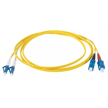 EFB Elektronik IPL-DR-LCUSCU-2-0300 Cabo de patch de fibra ótica OS2 monomodo Duplex, LC/UPC para SC/UPC, 3 m, LSZH, amarelo