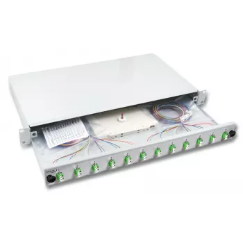 EFB Electronics Caixa de fusão extensível LC 12 pigtails Offset 6 acopladores OM3