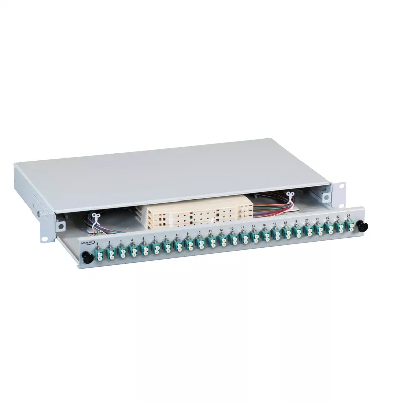 EFB Electronics Caixa de fusão extensível LC 12 pigtails Offset 6 acopladores OM3