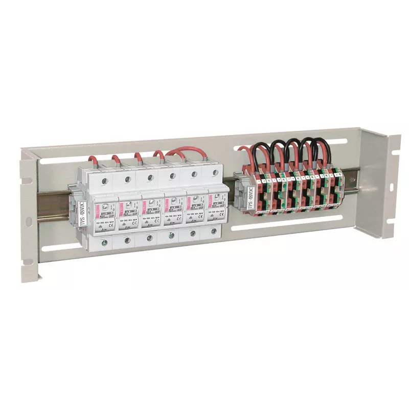 EFB-Elektronik 19 polegadas 3U distribuição de energia / caixa para disjuntores de proteção, RAL 9005 preto intenso