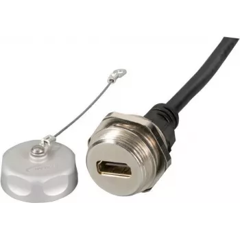EFB-Elektronik Conector HDMI de montagem em painel IP67, M25, conector fêmea para macho, 1,0 m