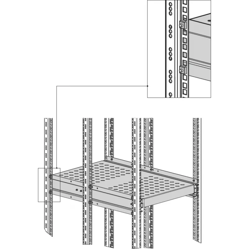 EFB Elektronik Prateleira extensível heavy-duty, 6 x montagem lateral, 140 kg, RAL 9005 (691640ATS.02)