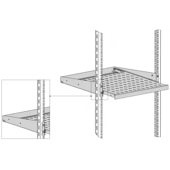 EFB Elektronik prateleira extraível 19 polegadas 2U D 555mm montagem frontal 20 kg