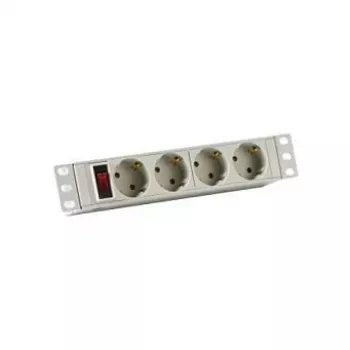 EFB-Elektronik 10 1HE Régua de alimentação 4 x CEE 7/3 com interruptor Perfil de alumínio Cinzento