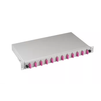 EFB Elektronik B71203L24OM4 caixa de fusão de fibra ótica SC 50/125µm OM4 extraível, 24 pigtails / 12 adaptadores