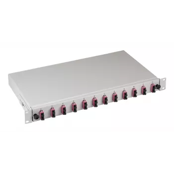EFB Elektronik caixa de fusão SC 50/125 µm OM4 extensível, 24 pigtails offset / 12 acopladores