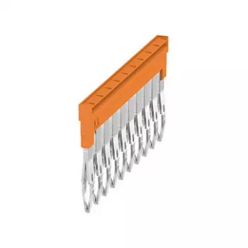 Conector transversal Weidmüller ZQV 2.5N/10, 10 polos, 2,5 mm², laranja, Wemid, V0, 48,7 mm, 20 unid.