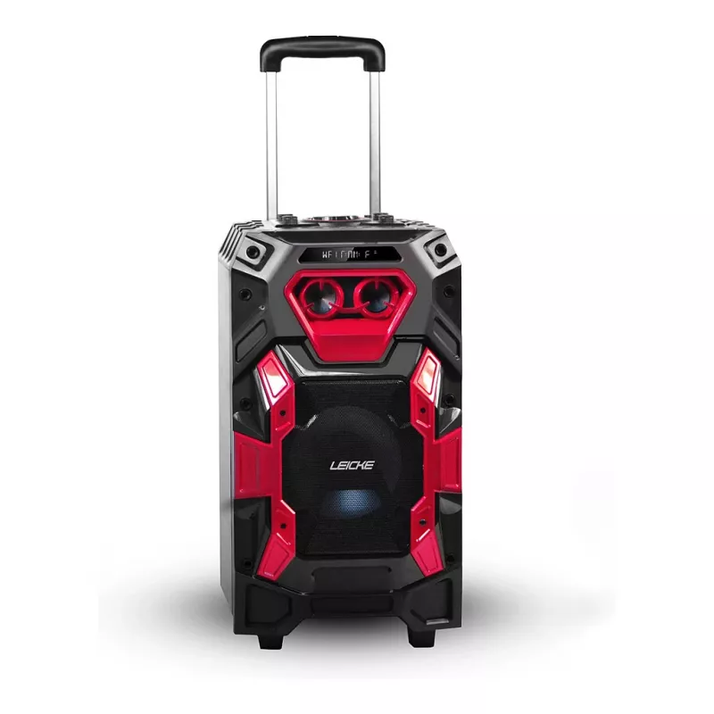 Leicke DJ ROXX TROLLEY PRO sistema de colunas PA portátil com Bluetooth, 100W RMS, woofer de 10 polegadas, luzes LED, trolley, microfone, telecomando