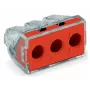 Caixa de ligação WAGO 773-173, 3 polos, Push-Wire, 41A, 400V, vermelho/transparente