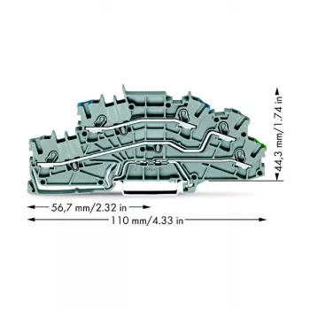 WAGO 2003-6646 borne de instalação multinível, N/L/PE, 2,5 mm², Push-in CAGE CLAMP, cinzento