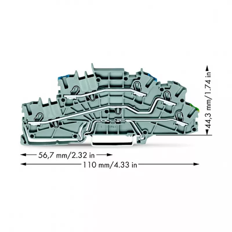 WAGO 2003-6646 borne de instalação multinível, N/L/PE, 2,5 mm², Push-in CAGE CLAMP, cinzento