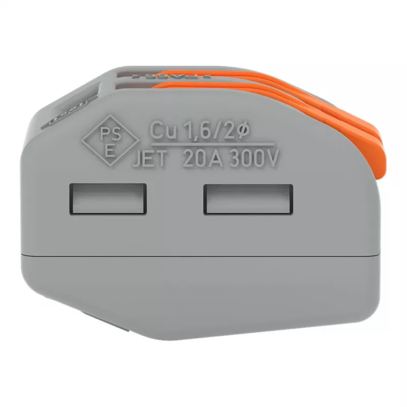 Borne de ligação WAGO 222-412 de 2 condutores, cinzento/transparente, 32A, 400V