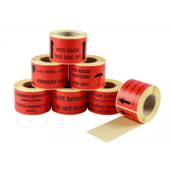 Eichner 250 etiquetas de aviso vermelhas “Não empilhar!” 100 x 50 mm