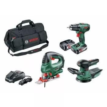 BOSCH PSR 1800 Li-2 + PST 18 Li + AdvancedOrbit 18 conjunto de ferramentas a bateria 18 V, 2 baterias (06039A310W)