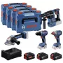 BOSCH POWERTOOLS kit combinado 18V aparafusadora a bateria, chave de impacto, martelo perfurador, rebarbadora (kit de 4 ferramentas)