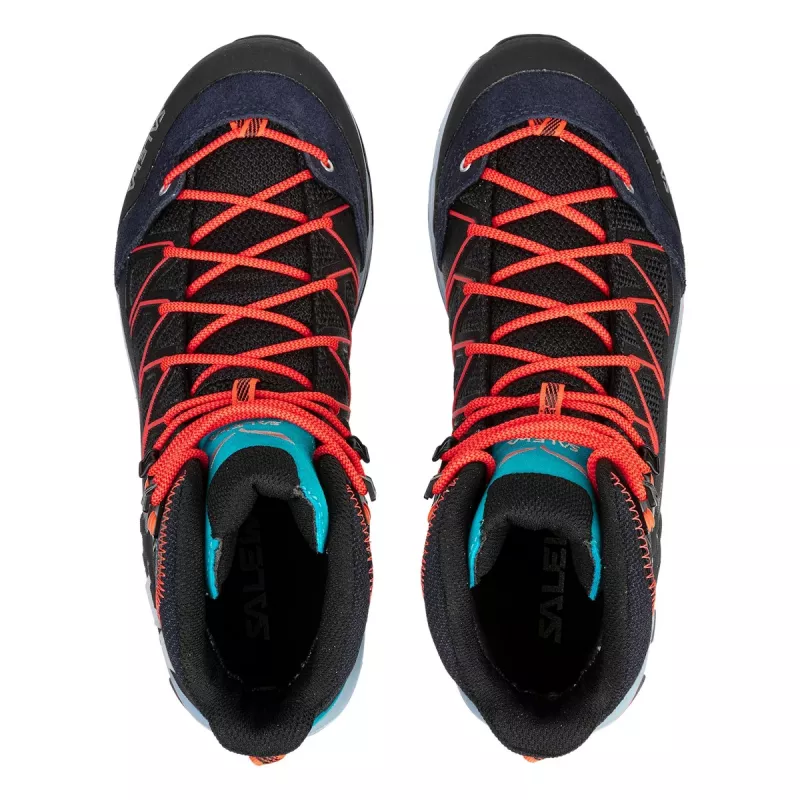 Sapatos de caminhada Salewa Mtn Trainer Lite Mid para mulher Blue Fog / Fluo Coral