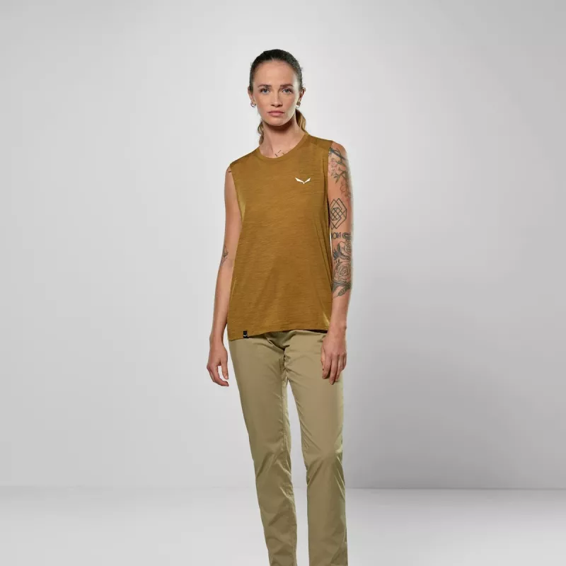 Salewa T-shirt sem mangas Eagle Minilogo Am - Golden Brown - Tamanho M