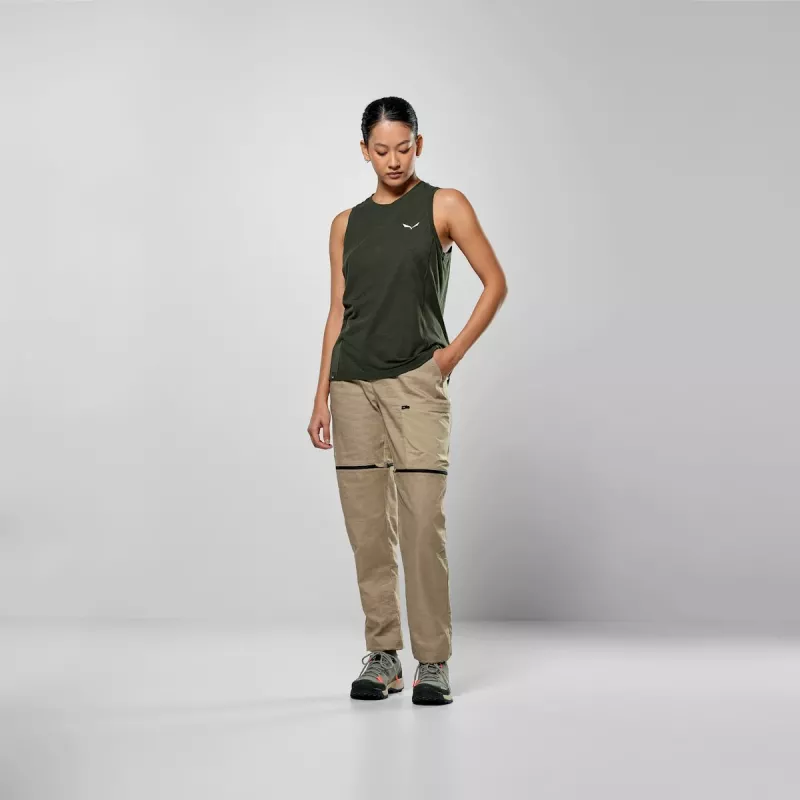 Salewa T-shirt sem mangas Puez Dry para mulher - M, Dark Olive