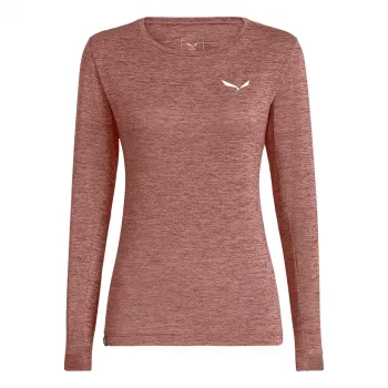 T-shirt de manga comprida SALEWA Puez Melange Dry para mulher Pink S