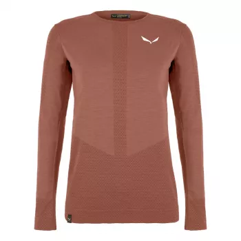Camisola térmica Salewa Zebru Medium Warm AMR L/S para mulher - Etruscan Red, tamanho M