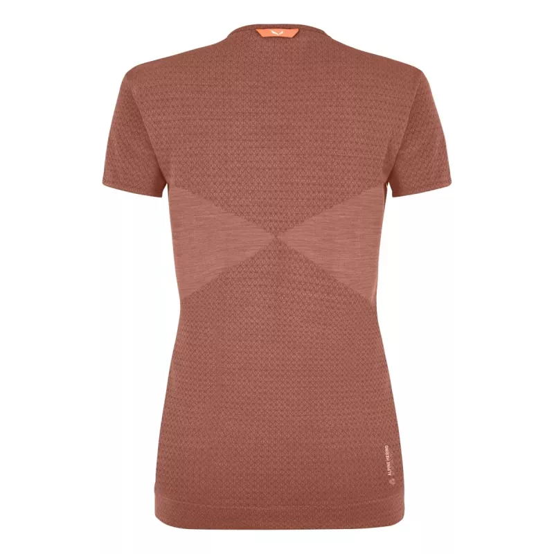 T-shirt Salewa Zebru Medium Warm de lã merino para mulher Etruscan Red L