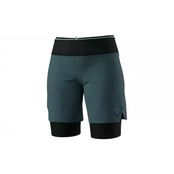 Calções SALEWA Dynafit Ultra 2/1 para mulher - Cinder/Cinder, tamanho XS