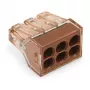 WAGO 773-606 conector de ligação de 6 vias, push-wire, 50 unidades, castanho/transparente