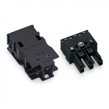 WAGO conector fêmea 770-203/035-000 com caixa de alívio de tração, preto