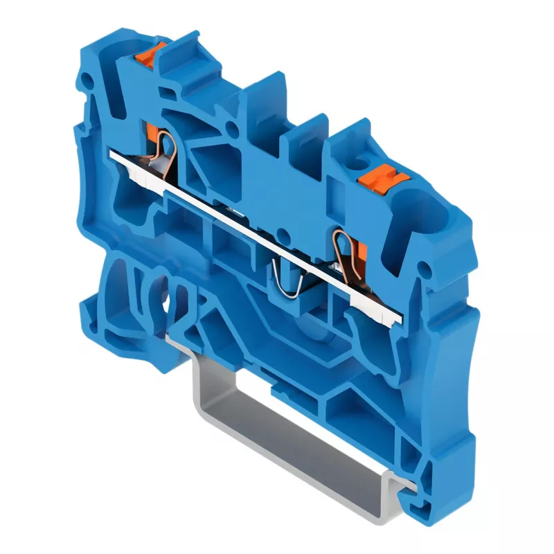 WAGO 2202-1204 bloco de terminais de passagem de 2 condutores com botão, 2,5 mm, azul