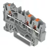 WAGO 2202-1301 - Borne de passagem de 3 condutores com botão de pressão, 2,5 mm², cinzento
