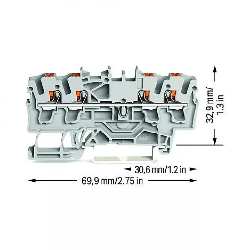 WAGO Borne de passagem 4 condutores push-in 2,5 mm² Cinzento
