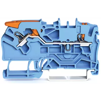 WAGO 2102-5204 Borne de passagem de 2 condutores com alavanca e botão de pressão, 2,5 mm, Azul