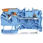 WAGO 2102-5204 bloco de terminais de passagem de 2 condutores com alavanca e botão, 2,5 mm, azul
