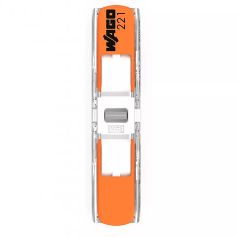WAGO 221-2401 Conector de emenda inline, 2 condutores, 0,2-4 mm², 600 unid., transparente/laranja