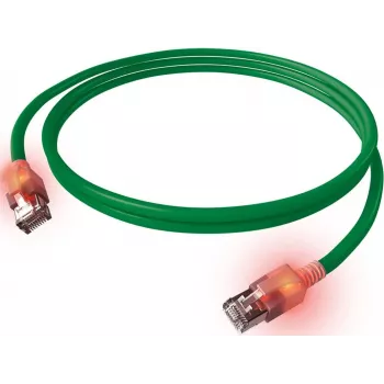 Cabo de rede EasyLan DualBoot LED RJ45 S/FTP Cat.6A (Class EA) com ficha saCon - LSOH - verde - 7,5 m