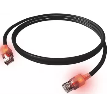 Cabo de rede EasyLan DualBoot LED RJ45 S/FTP Cat.6A (Class EA) com ficha SaCon LSOH preto 7,5 M