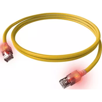 Cabo de rede EasyLan DualBoot LED RJ45 S/FTP Cat.6A (Class EA) com ficha saCon, LSOH, amarelo, 7,5 m