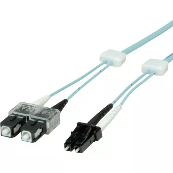 Cabo de rede de fibra ótica EasyLan SC Duplex para LC Duplex Multimodo OM3 2m aqua